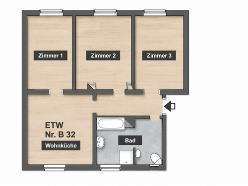 Foto - Wohnung zum Kaufen in Zwenkau 117.500,00 € 60 m²