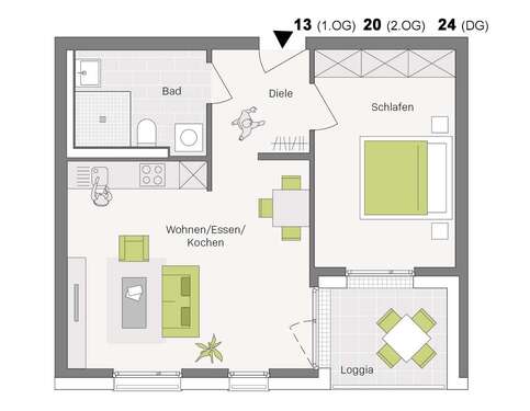 Foto - Wohnung zum Kaufen in Aldingen 263.700,00 € 51.8 m²