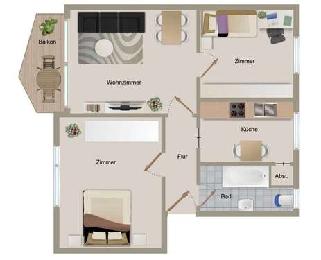 Foto - Wohnung zum Mieten in Rheinberg 650,00 € 71 m²
