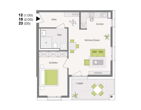 Foto - Wohnung zum Kaufen in Aldingen 299.600,00 € 58.8 m²