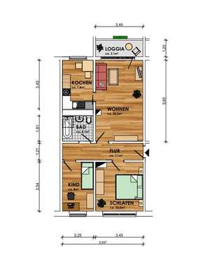 Foto - Wohnung zum Mieten in Güstrow 450,00 € 61 m²