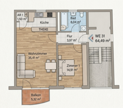 Foto - Wohnung zum Kaufen in Berlin 330.000,00 € 64.49 m²