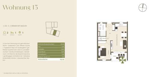 Foto - Wohnung zum Kaufen in Freiburg 431.500,00 € 58.96 m²
