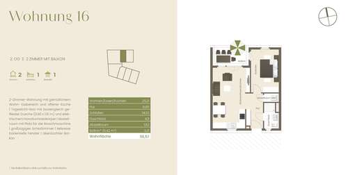 Foto - Wohnung zum Kaufen in Freiburg 410.700,00 € 55.57 m²