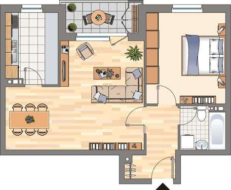 Foto - Wohnung zum Mieten in Harrislee 549,00 € 58.55 m²