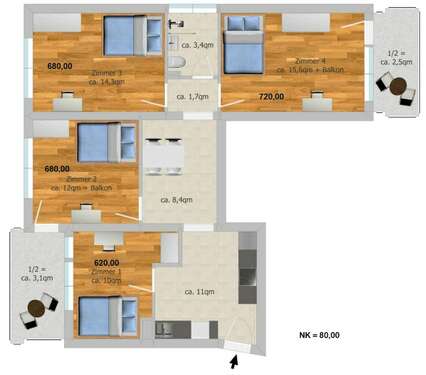 Foto - WG-Zimmer in München 720,00 € 15 m²