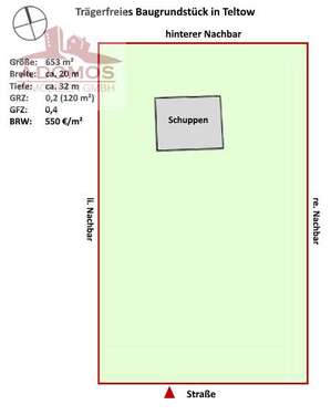 Foto - Grundstück zu verkaufen in Teltow 329.000,00 € 653 m²