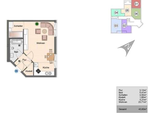 Foto - Wohnung zum Kaufen in Markt Schwaben 270.900,00 € 44 m²