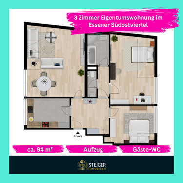 Foto - Wohnung zum Kaufen in Essen 189.000,00 € 94.25 m²