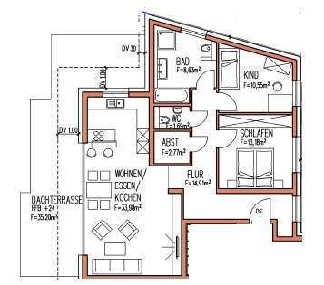 Foto - Wohnung zum Mieten in Dettingen 1.640,00 € 104 m²