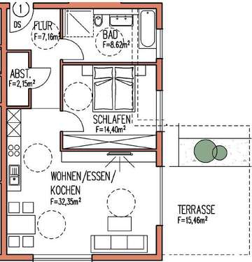 Foto - Wohnung zum Mieten in Dettingen 1.095,00 € 73 m²