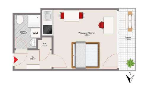Foto - Wohnung zum Mieten in München 1.250,00 € 25 m²