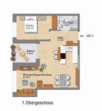 Foto - Wohnung zum Kaufen in Widdern 225.094,00 € 55.82 m²