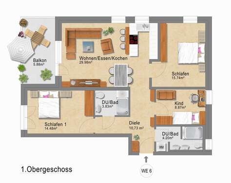 Foto - Wohnung zum Kaufen in Widdern 366.691,00 € 93.71 m²