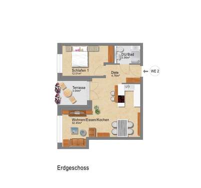 Foto - Wohnung zum Kaufen in Widdern 225.094,21 € 55.82 m²