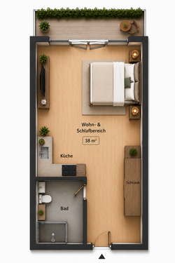 Foto - Wohnung zum Mieten in Pforzheim 620,00 € 38 m²