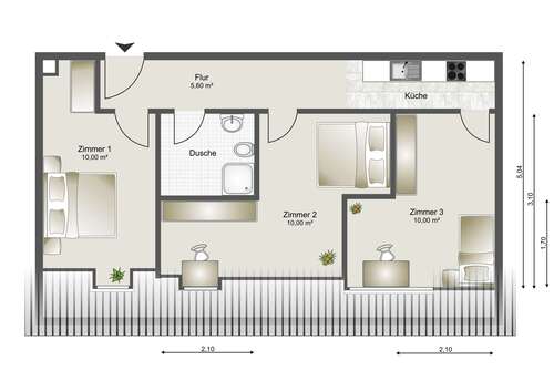 Foto - Wohnen auf Zeit in München 800,00 €
