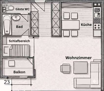 Foto - Wohnung zum Kaufen in Neu-Ulm 130.000,00 € 47.1 m²