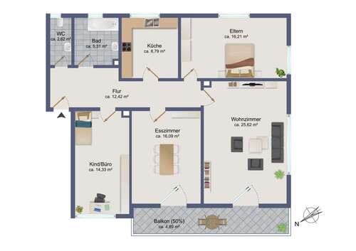 Foto - Wohnung zum Kaufen in Starnberg 620.000,00 € 106.28 m²