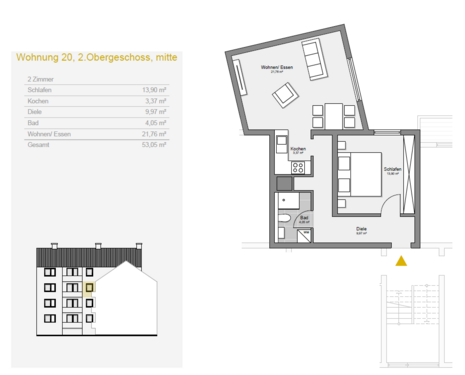 Foto - Wohnung zum Mieten in Duisburg 375,00 € 53.05 m²