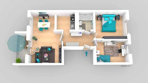 Foto - Wohnung zum Mieten in Schönebeck 336,00 € 57 m²
