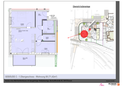 Foto - Wohnung zum Mieten in Buseck 990,00 € 71.42 m²
