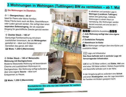 Foto - Wohnung zum Mieten in Wehingen 1.250,00 € 140 m²