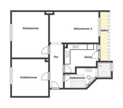 Foto - Wohnung zum Mieten in Bochum 281,87 € 65.44 m²