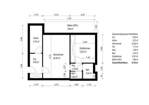 Foto - Wohnung zum Kaufen in Frankfurt am Main 249.500,00 € 62 m²