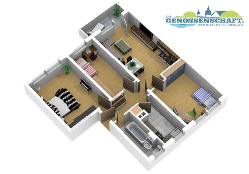 Foto - Wohnung zum Mieten in Freiberg 509,00 € 71.82 m²