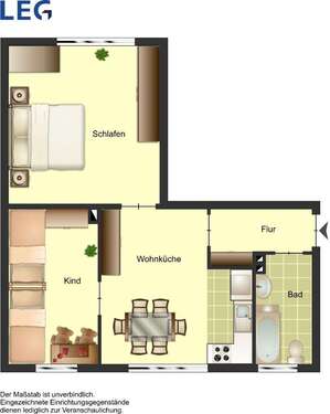 Foto - Wohnung zum Mieten in Düsseldorf 573,00 € 48 m²