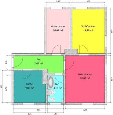 Foto - Wohnung zum Mieten in Mittweida 399,00 € 65.18 m²