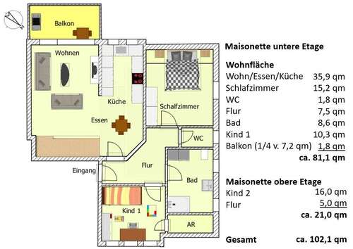 Foto - Wohnung zum Kaufen in Waiblingen 479.000,00 € 102.1 m²