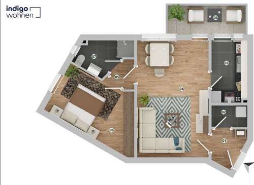 Foto - Wohnung zum Mieten in Weyhe 500,00 € 50.17 m²