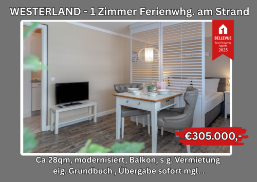 Foto - Wohnung zum Kaufen in Sylt OT Westerland 305.000,00 € 29 m²