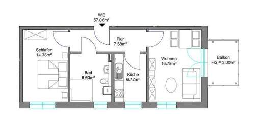 Foto - Wohnung zum Mieten in Leipzig 730,00 € 57.06 m²