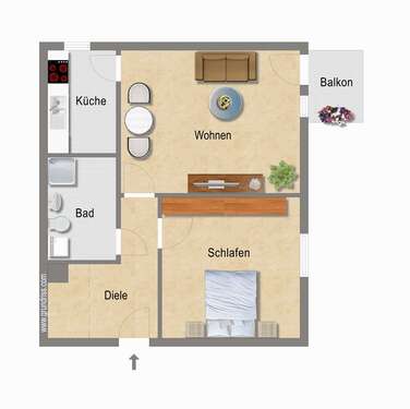 Foto - Wohnung zum Mieten in Essen 326,73 € 57.91 m²
