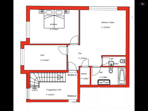 Foto - Wohnung zum Mieten in Bischofsheim 1.088,00 € 68 m²