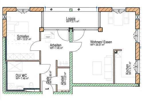Foto - Wohnung zum Mieten in Siegsdorf 1.003,00 € 70.6 m²