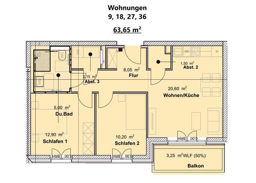 Wohnungen 9, 18, 27, 36 - 