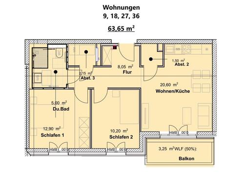 Wohnungen 9, 18, 27, 36 - 