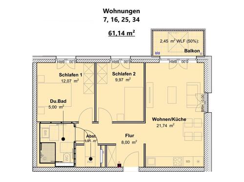 Wohnungen 7, 16, 25, 34 - 