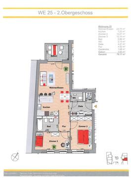 Grunriß - 3 Zimmer Etagenwohnung zur Miete in Trier