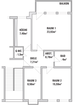 Plan Wohnung - 3 Zimmer Etagenwohnung zum Kaufen in Trier