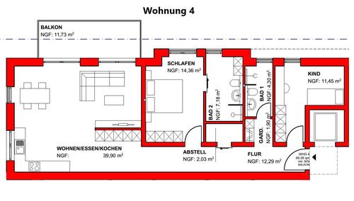 Wohnung 4 - 3 Zimmer Etagenwohnung zum Kaufen in Saarburg