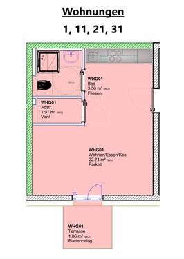Wohnungen 1, 11, 21, 31 - 1 Zimmer Erdgeschoßwohnung zum Kaufen in Trier