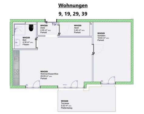 Wohnungen 9, 19, 29, 39 - 