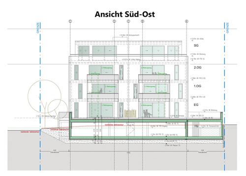 Ansicht Süd-Ost - Helle Neubauwohnung mit eigenem Garten im KFW 40 Energiesparhaus Nähe Porta Nigra