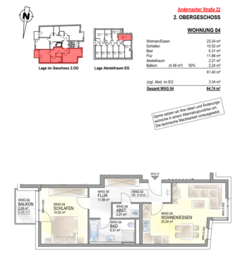 Wohnung 4 - Etagenwohnung mit 61,40 m² in Koblenz zum Kaufen