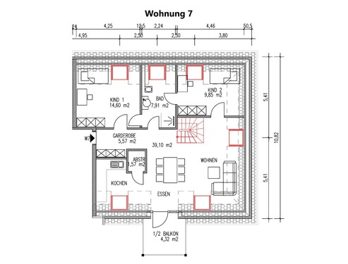 Wohnung 7 - Haus 63a - Dachgeschoßwohnung mit 108,60 m&sup2; in Trier zum Kaufen